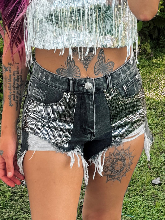 Shine Denim Shorts