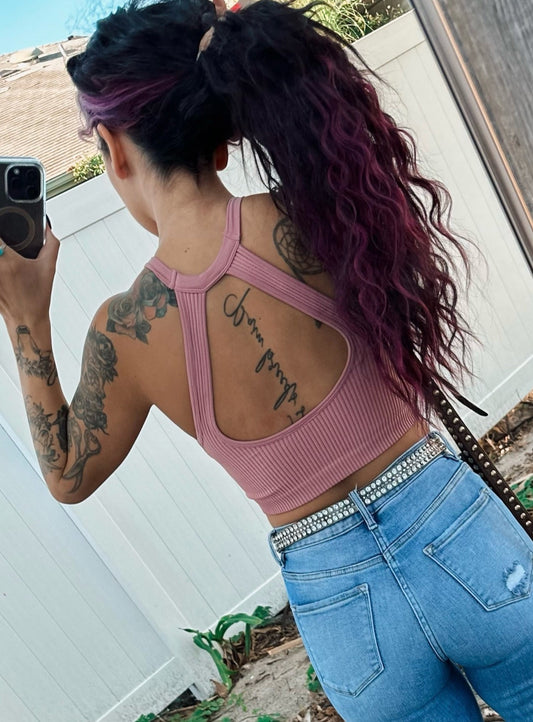 Essential Open Back Tank-Mauve