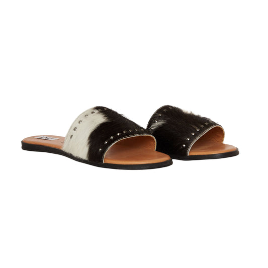 The Cowhide Sandal - Black